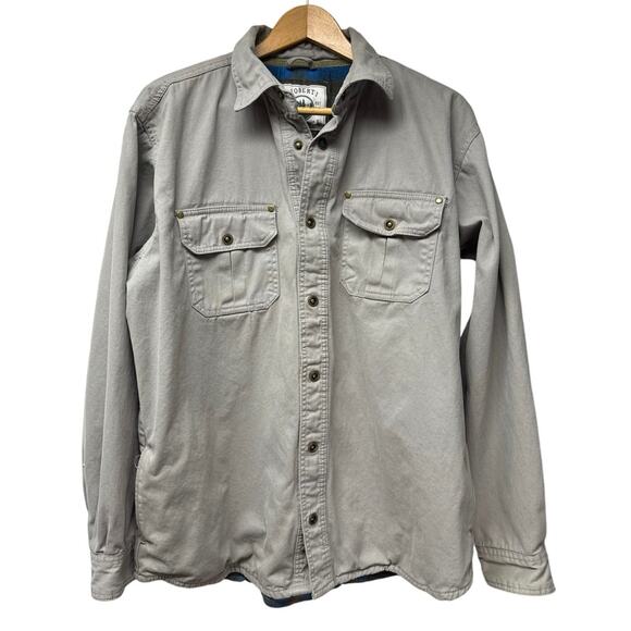 Gioberti Men's Gray Twill Jacket Flannel Fleece Lining Size Large 100% Cotton - Picture 1 of 6